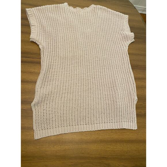 POL Short Sleeve High Low Chenille Sweater Vneck‎ Side Slits Small Lagenlook - Picture 7 of 8